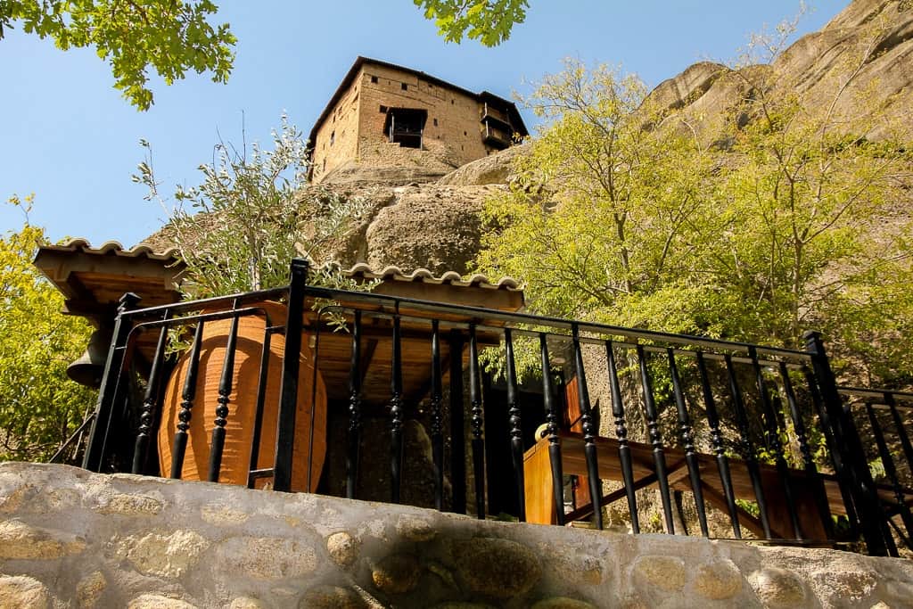 Looking up at St. Nicholas Anapausas from the bottom of the hill