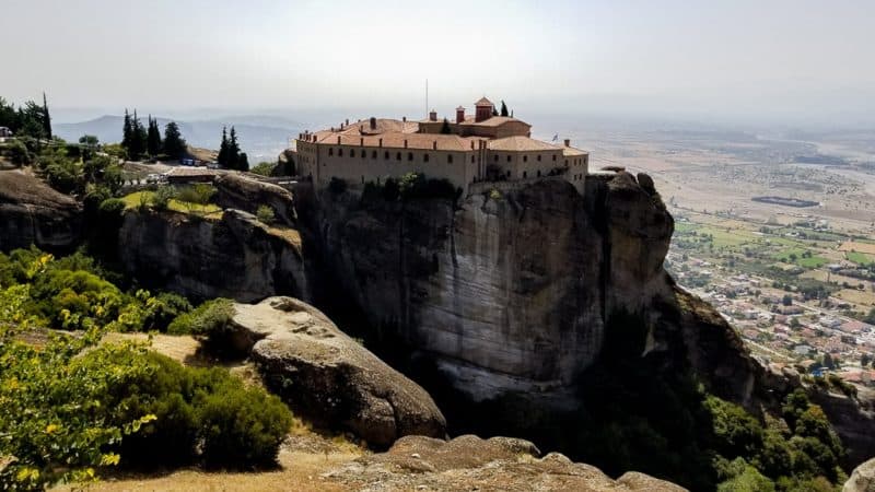 St. Stephen's Monastery from afar at the Meteora Monasteries