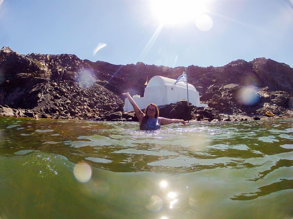 swimming in the hot springs is one of the things to do in santorini