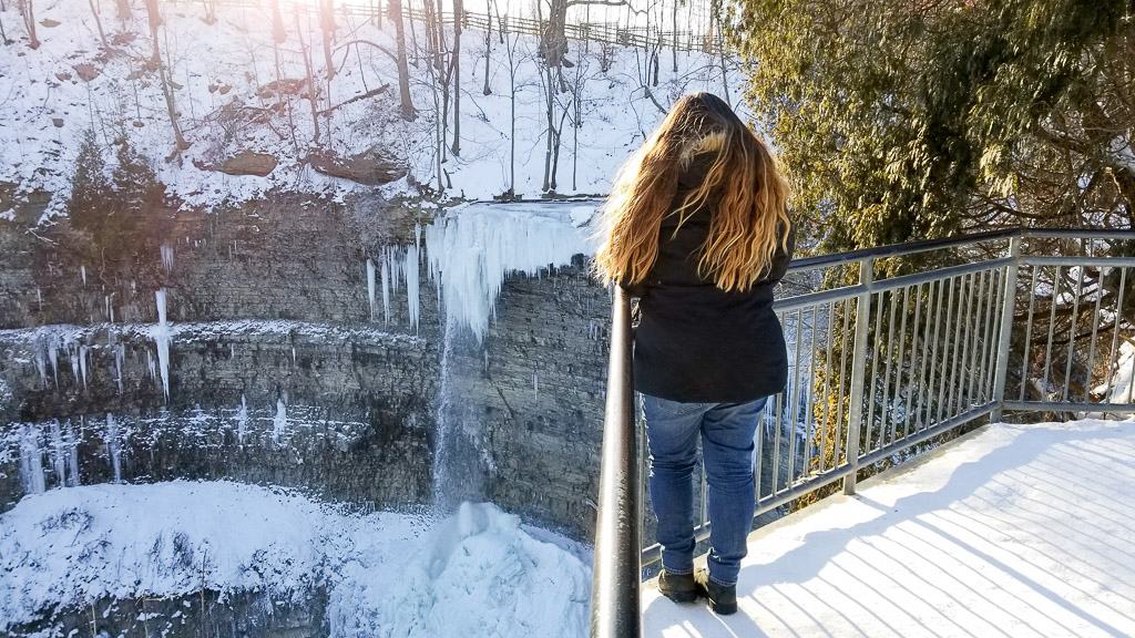 Tew Falls is one of the Hamilton Waterfalls in Winter