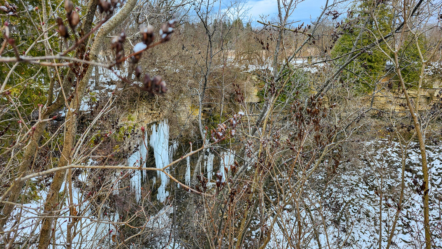 Hamilton waterfalls in winter
