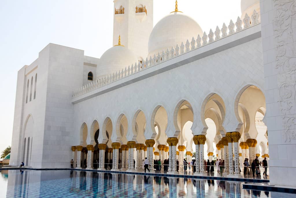 Reflective pools at the Grand Mosque