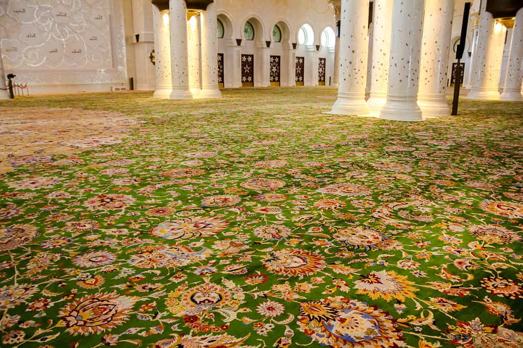 Details of the stunning carpet inside the main prayer hall
