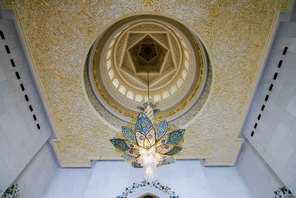 The inside of one of the 82 dome in the Sheikh Zayed Grand Mosque