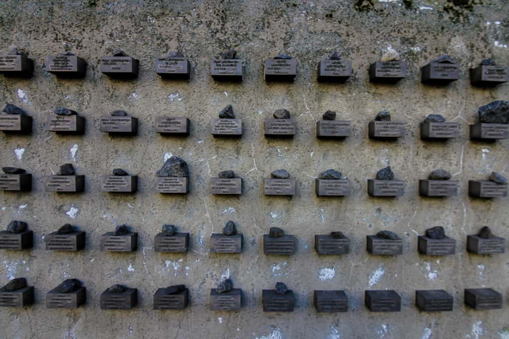 A number of cubes with names of Frankfurt Jews who were killed by the Nazis A number of cubes with names of Frankfurt Jews who were killed by the Nazis