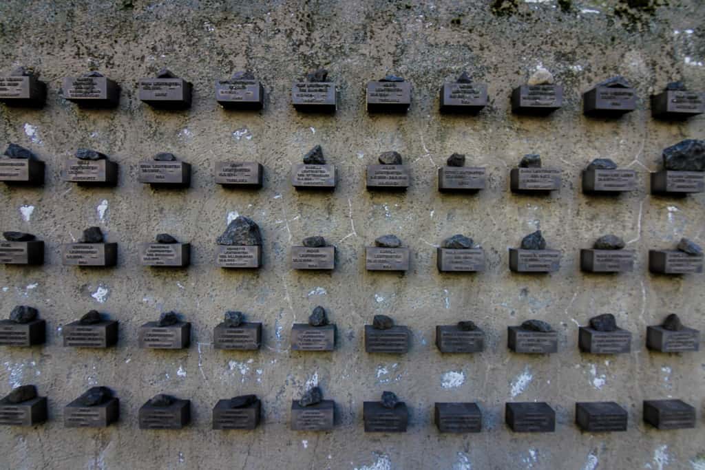 A number of cubes with names of Frankfurt Jews who were killed by the Nazis