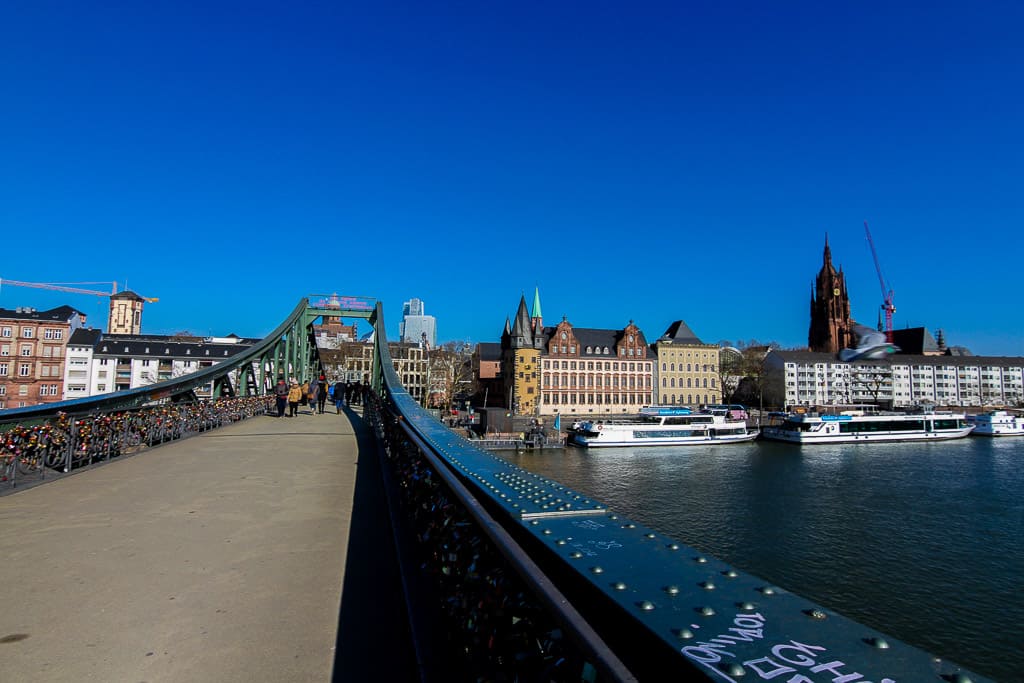The view towards Römerberg with the Frankfurt Cathedral poking out on the right The view towards Römerberg with the Frankfurt Cathedral poking out on the right