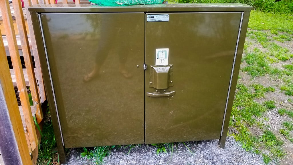 The food storage locker located right outside of the tent