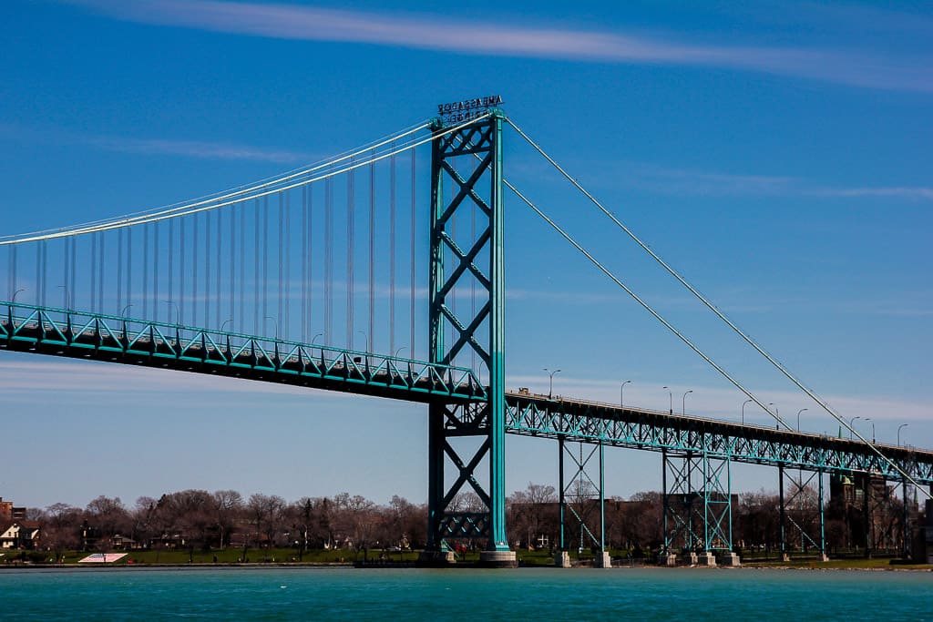 View of Ambassador Bridge from Riverside Park