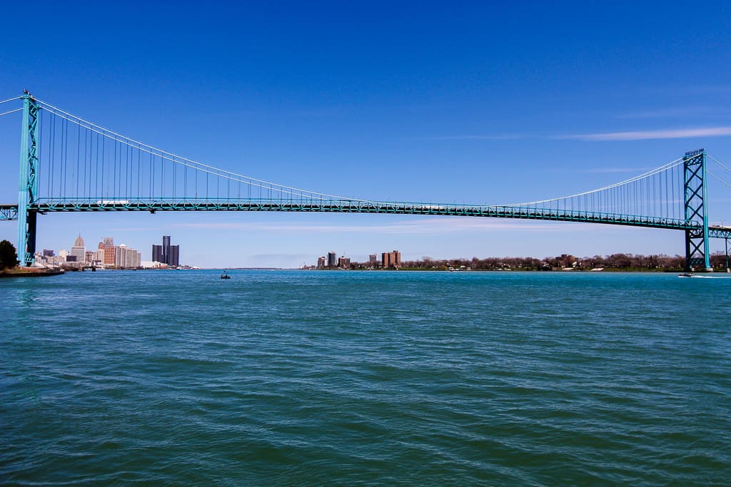 View of Ambassador Bridge from Riverside Park