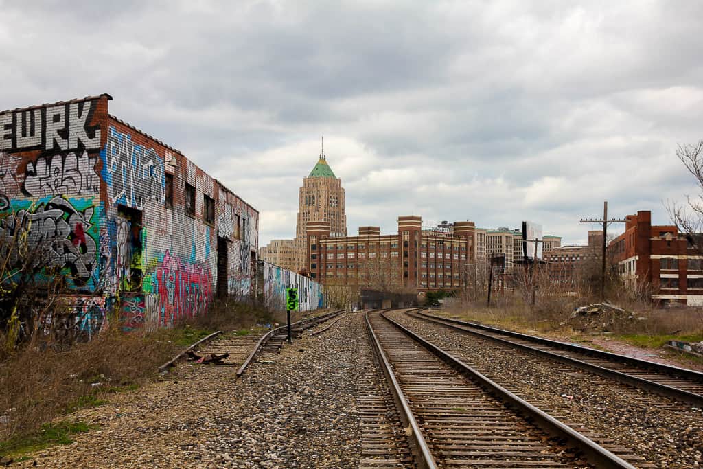 The view of Lincoln Street Art Park from the train tracks The view of Lincoln Street Art Park from the train tracks