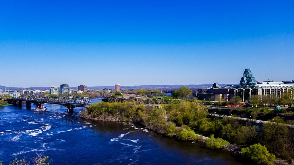 The view from behind Parliament overlooking the Ottawa River