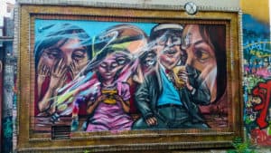 One of the murals in Graffiti Alley One of the murals in Graffiti Alley