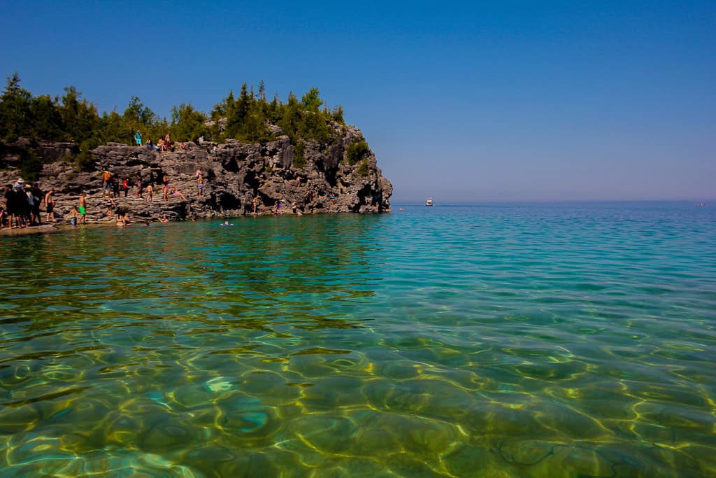 The cliff you have to swim around to access the Tobermory Grotto