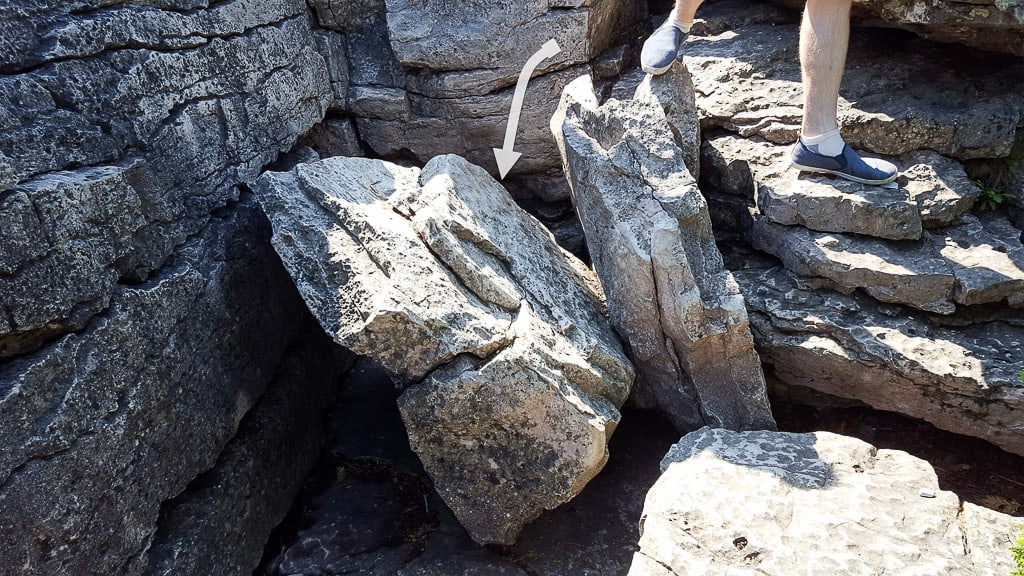 Climbing down to the Tobermory Grotto