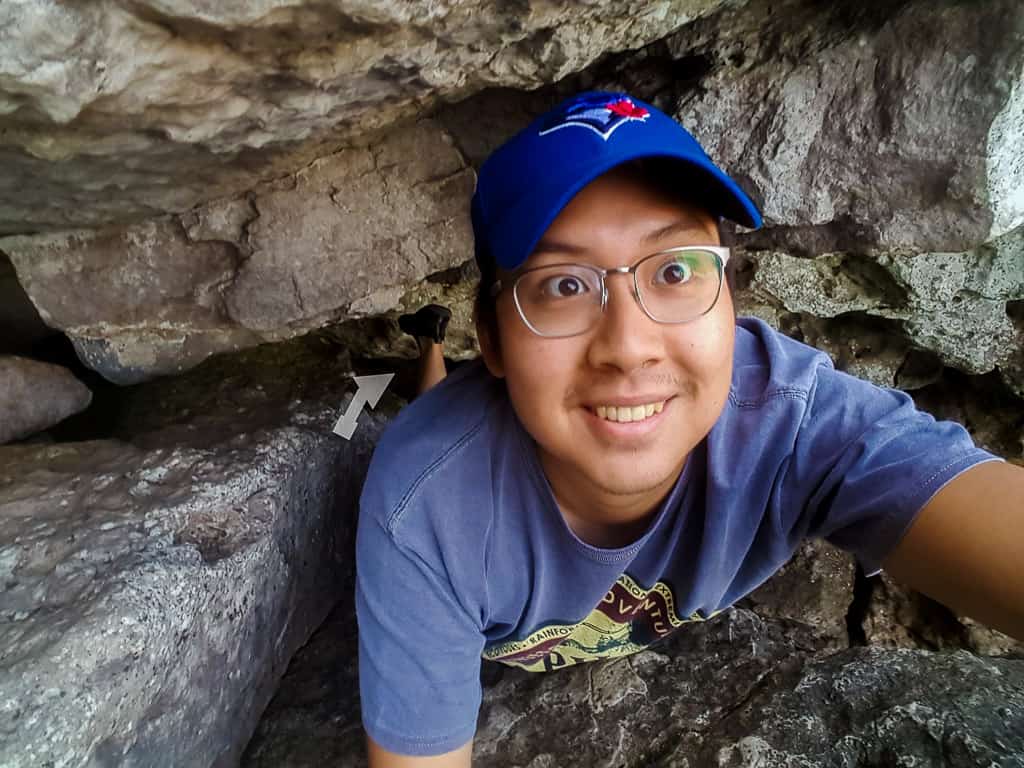 Climbing down to the Tobermory Grotto