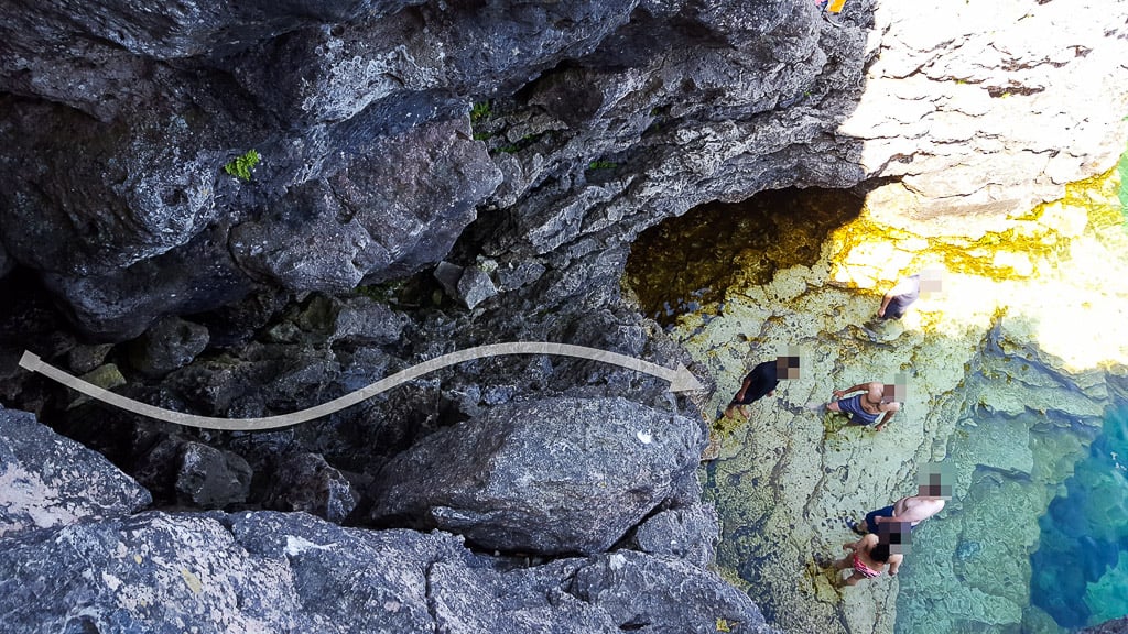 Climbing down the Tobermory Grotto