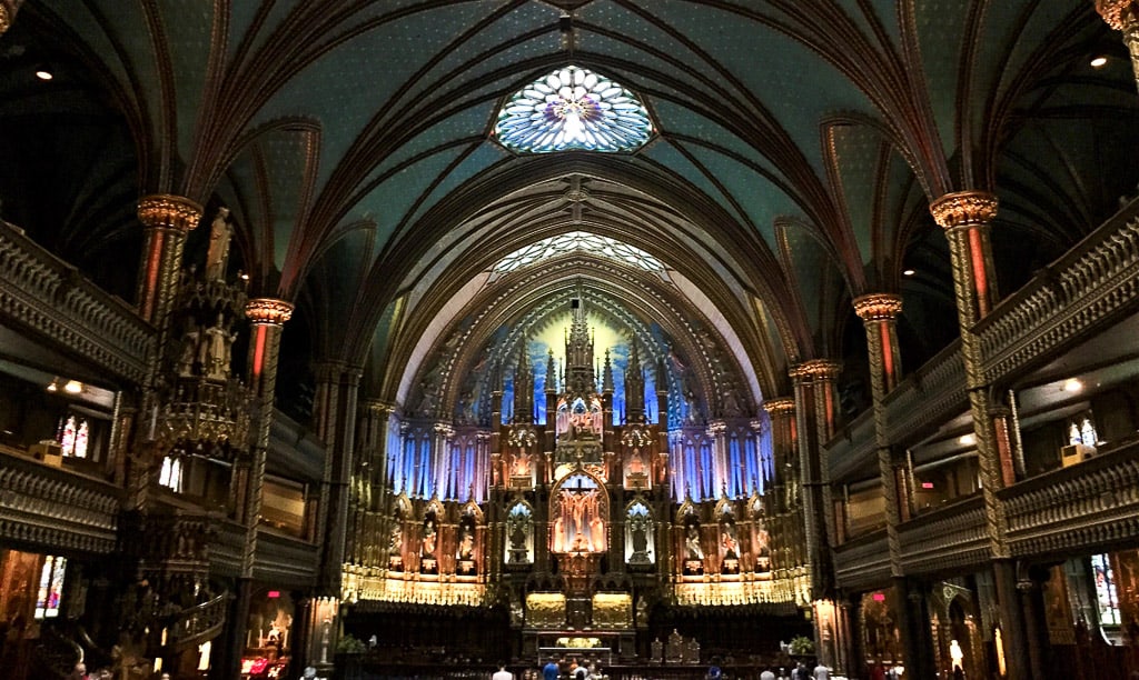 Notre Dame Basilica in Montreal is one of the most beautiful places in Canada