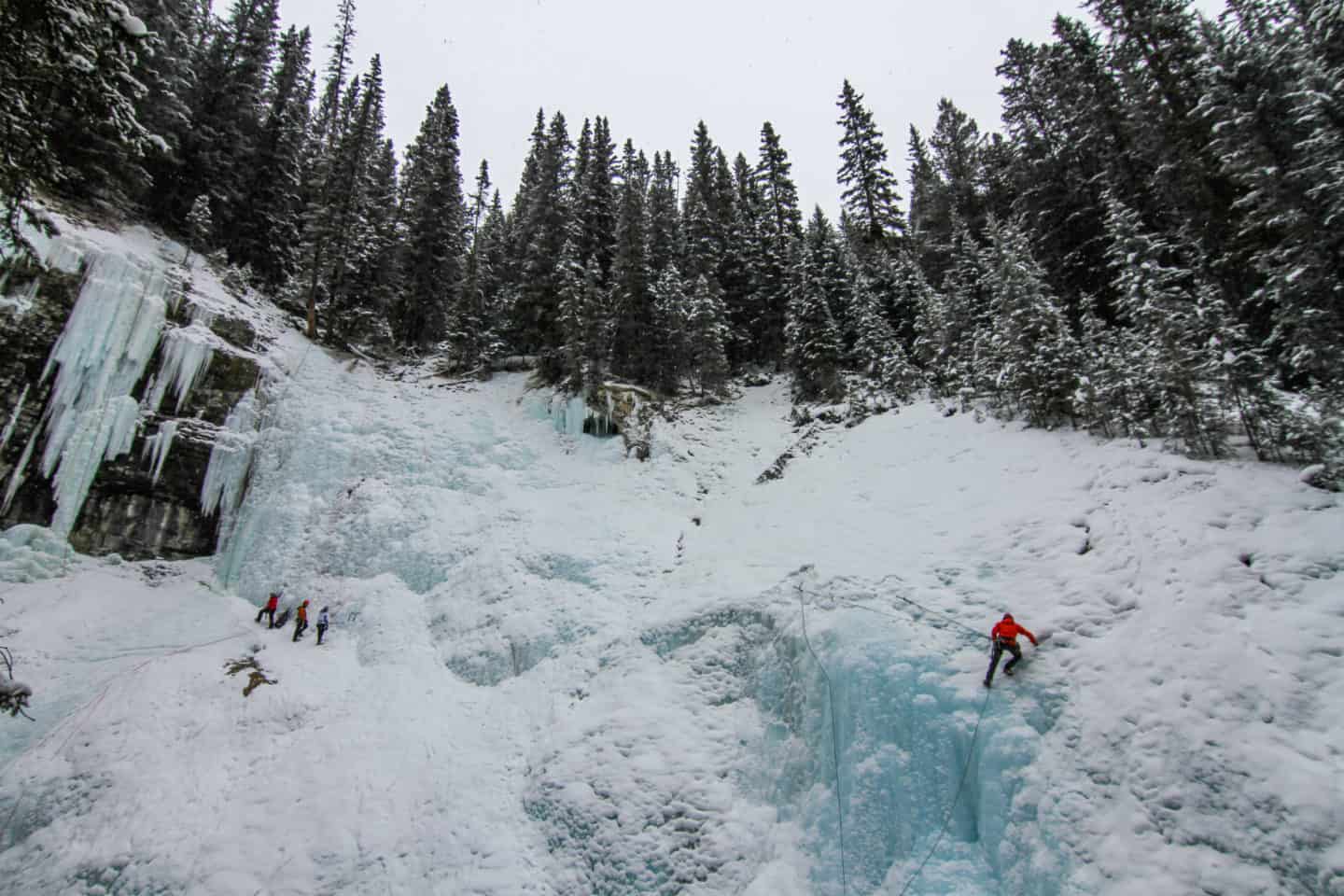 Ice climbing can be done in the winter when hiking Johnston Canyon