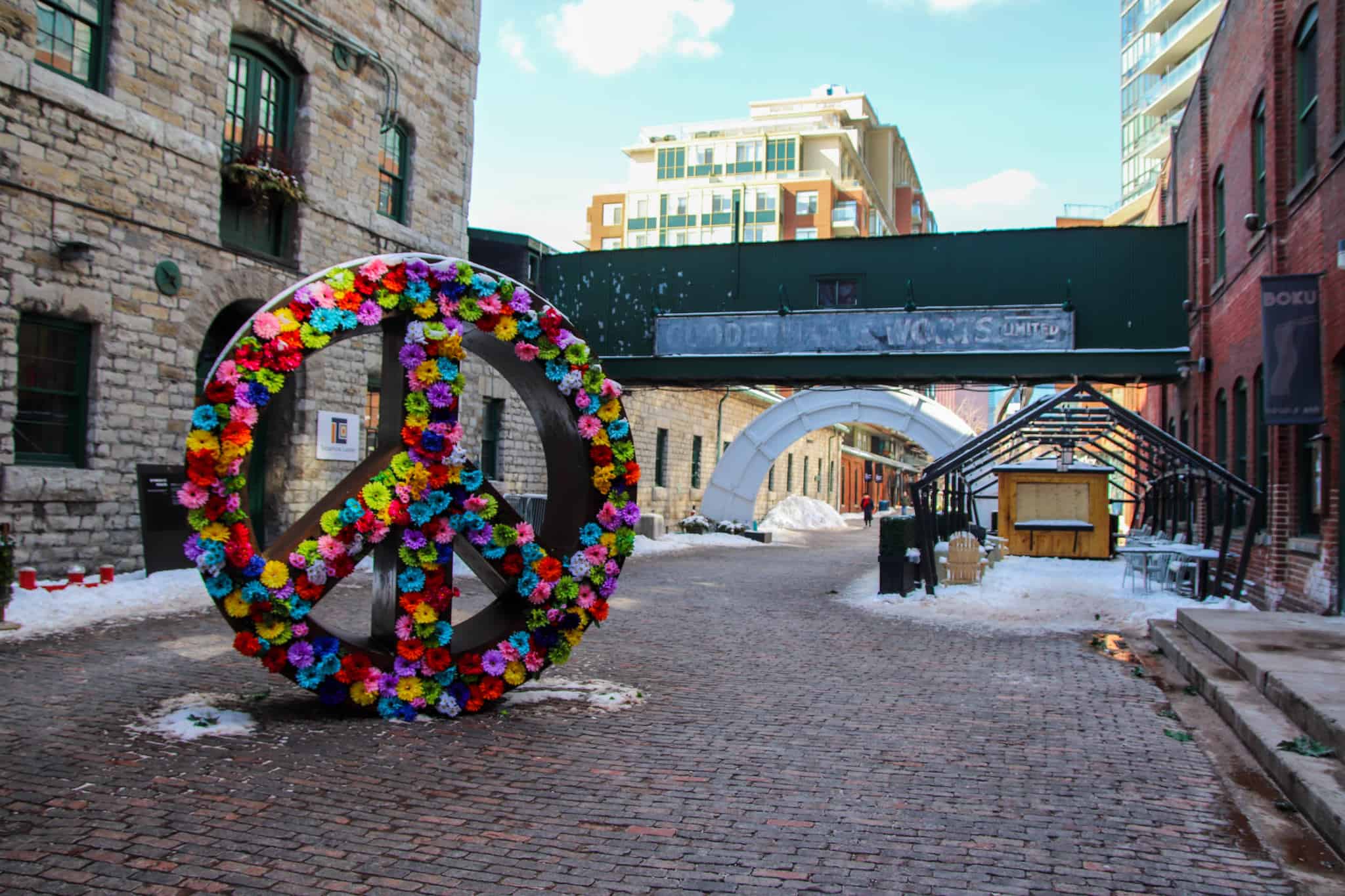 Exploring the Distillery District is one of the free things to do in Toronto