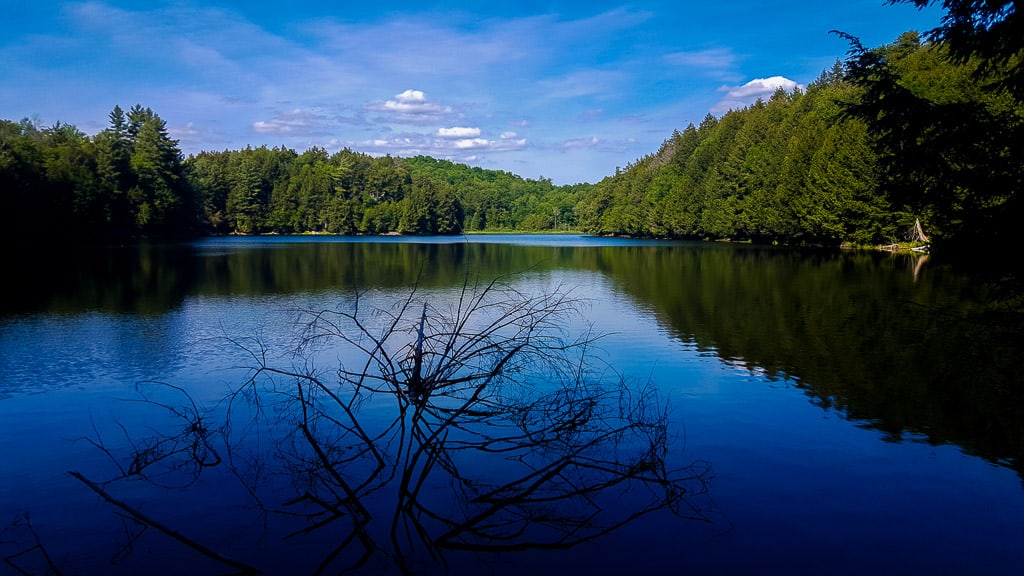 Meech Lake as seen on the way to the Willson Carbide Ruins is one of the things you'll see while hiking Gatineau Park