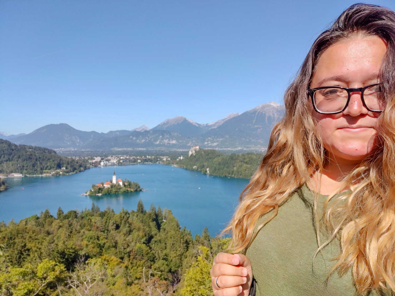 View of Lake Bled from on top of Ojstrica Hill