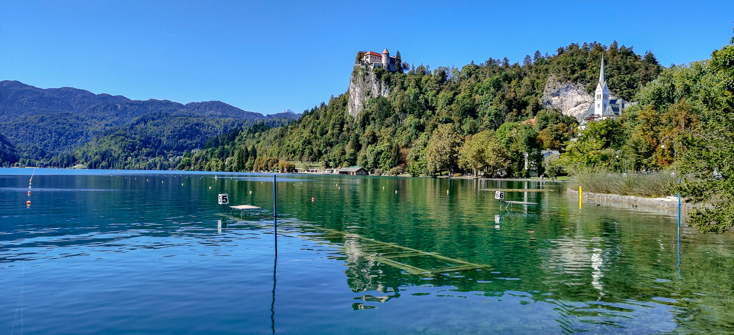 One of the swimming areas at Lake Bled