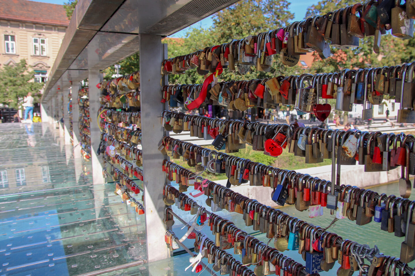 Walking across Butcher's Bridge is one of the things to do in Ljubljana