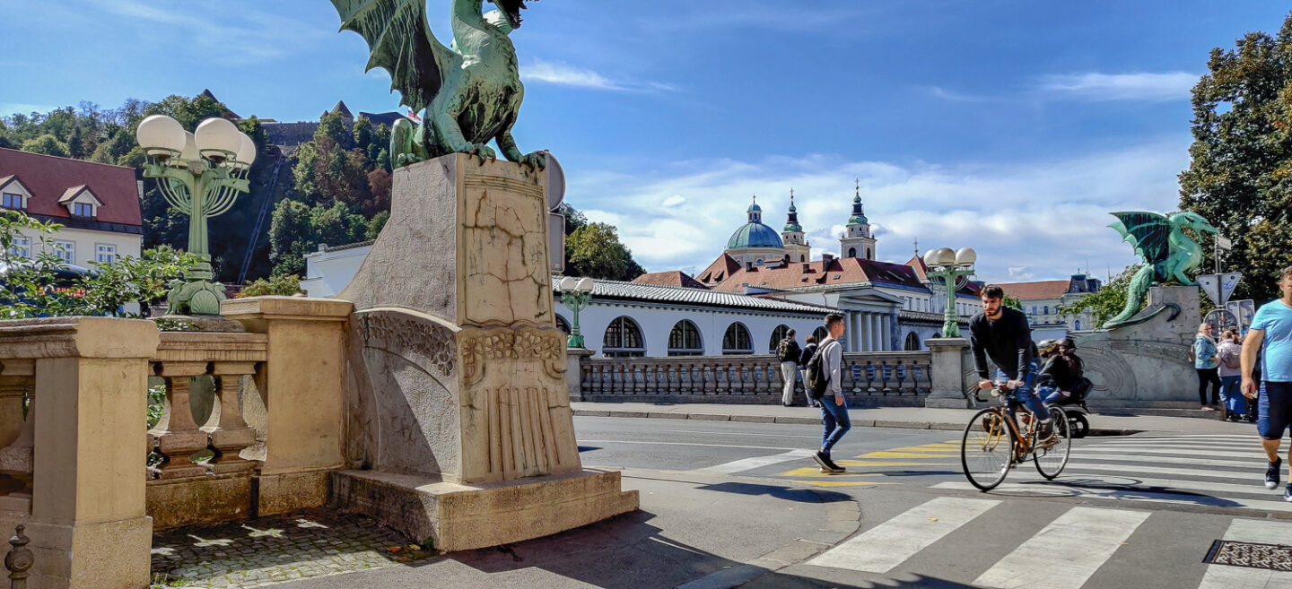 Walking across the Dragon Bridge is one of the things to do in Ljubljana