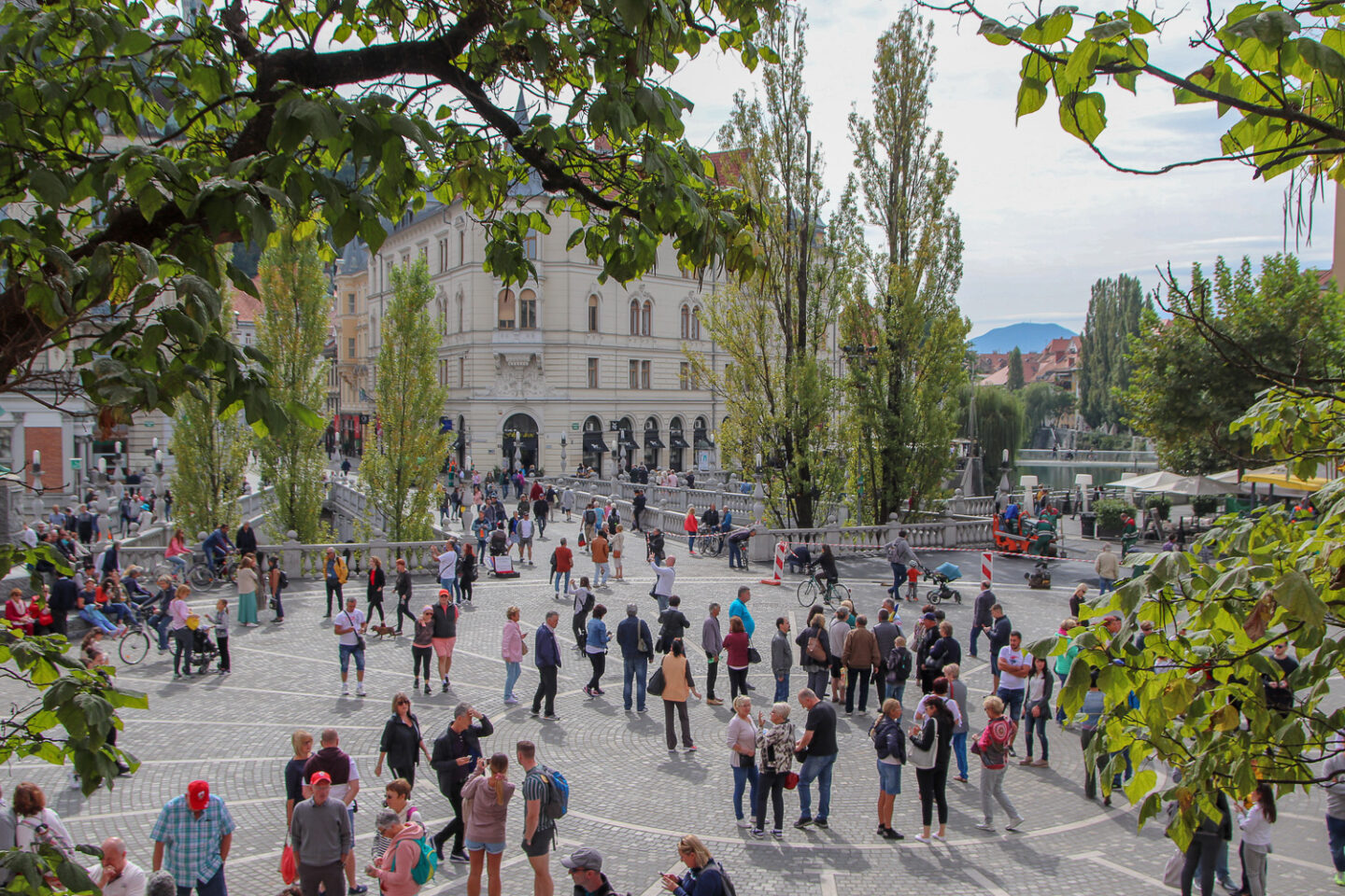 Walking across the Triple Bridge is one of the things to do in Ljubljana