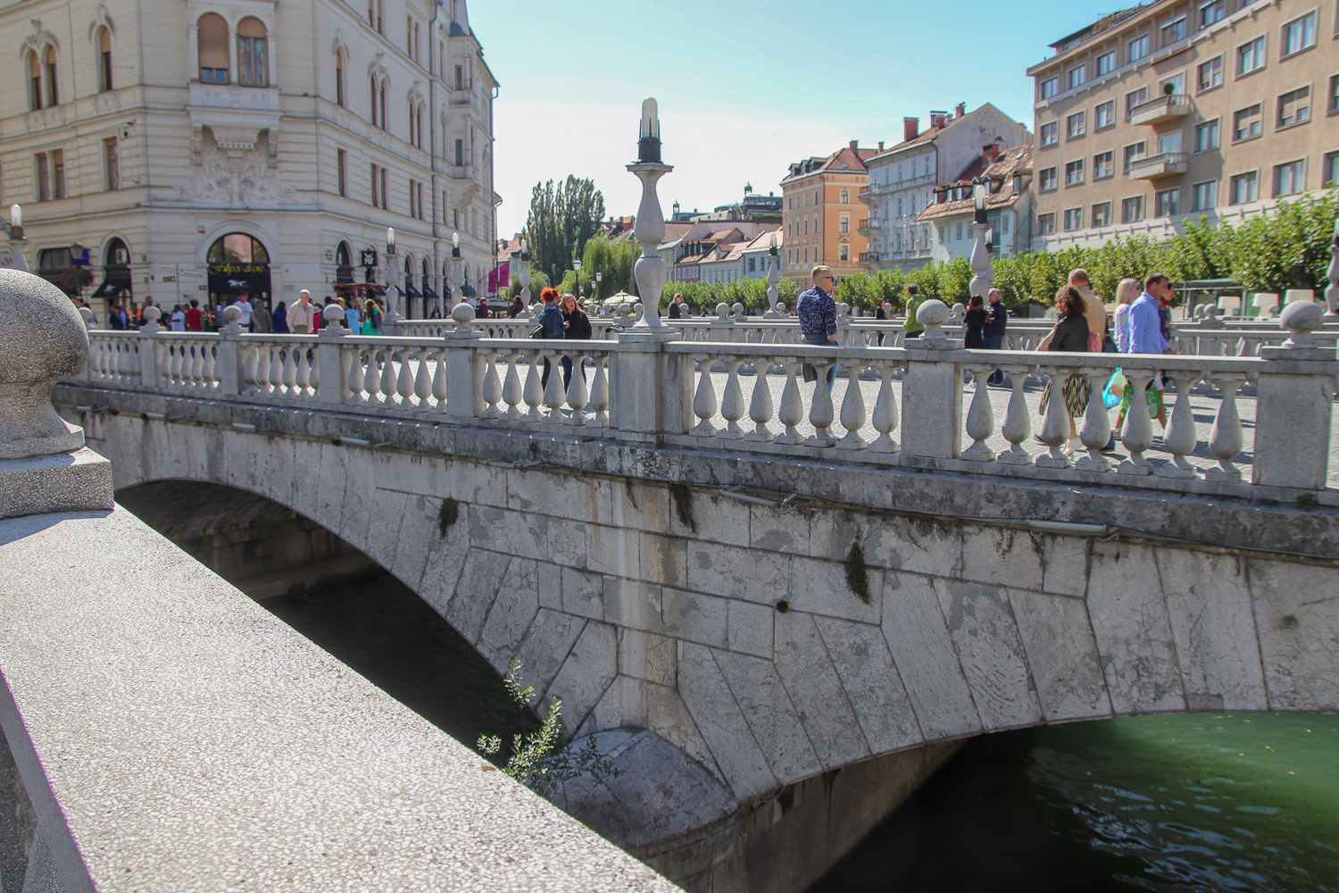 Walking across the Triple Bridge is one of the things to do in Ljubljana