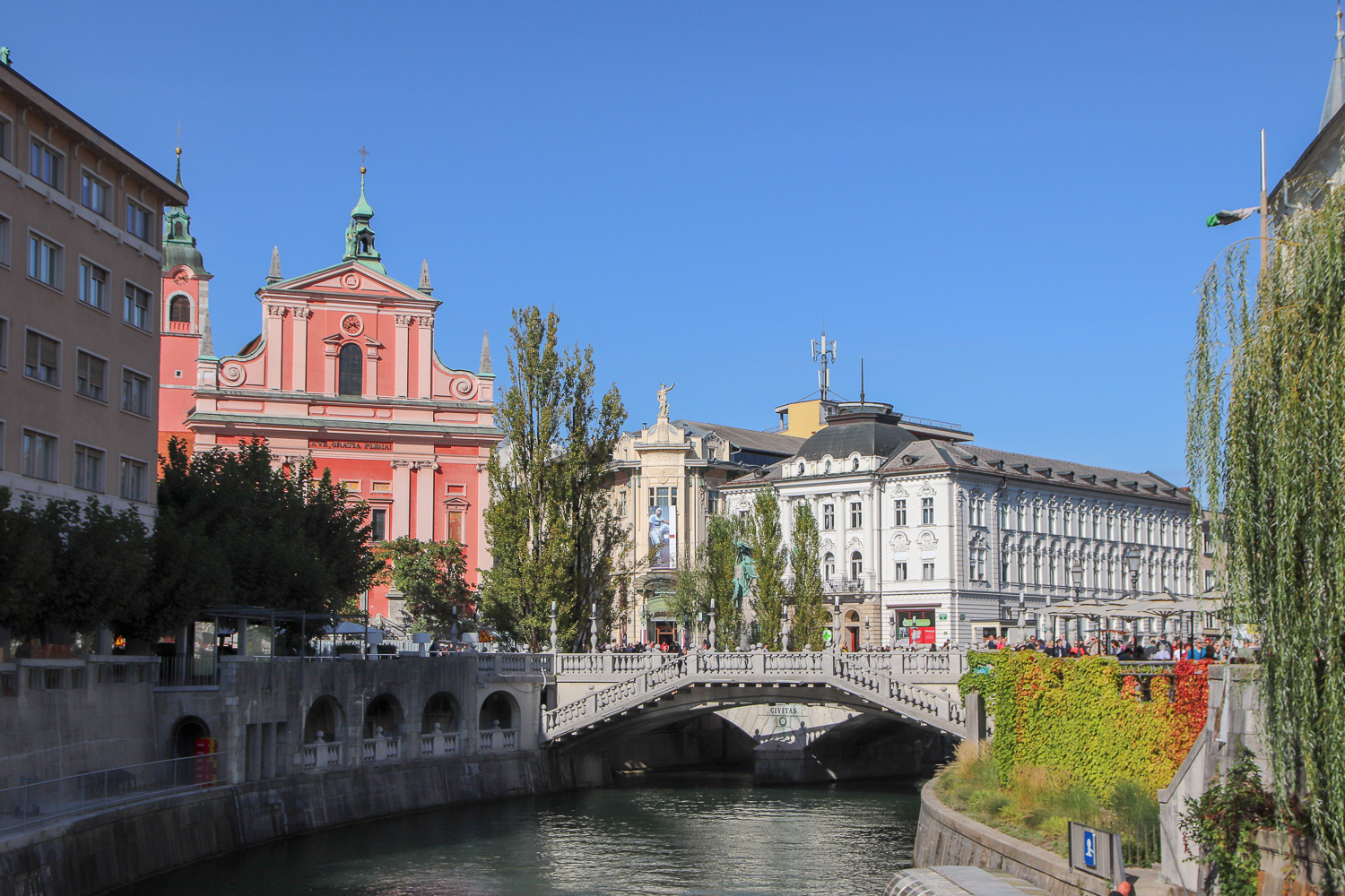 Walking across the Triple Bridge is one of the things to do in Ljubljana
