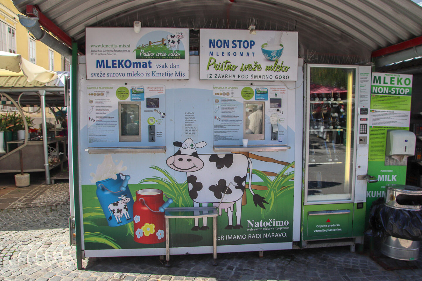 Getting a drink from a Mlekomat is one of things things to do in Ljubljana 