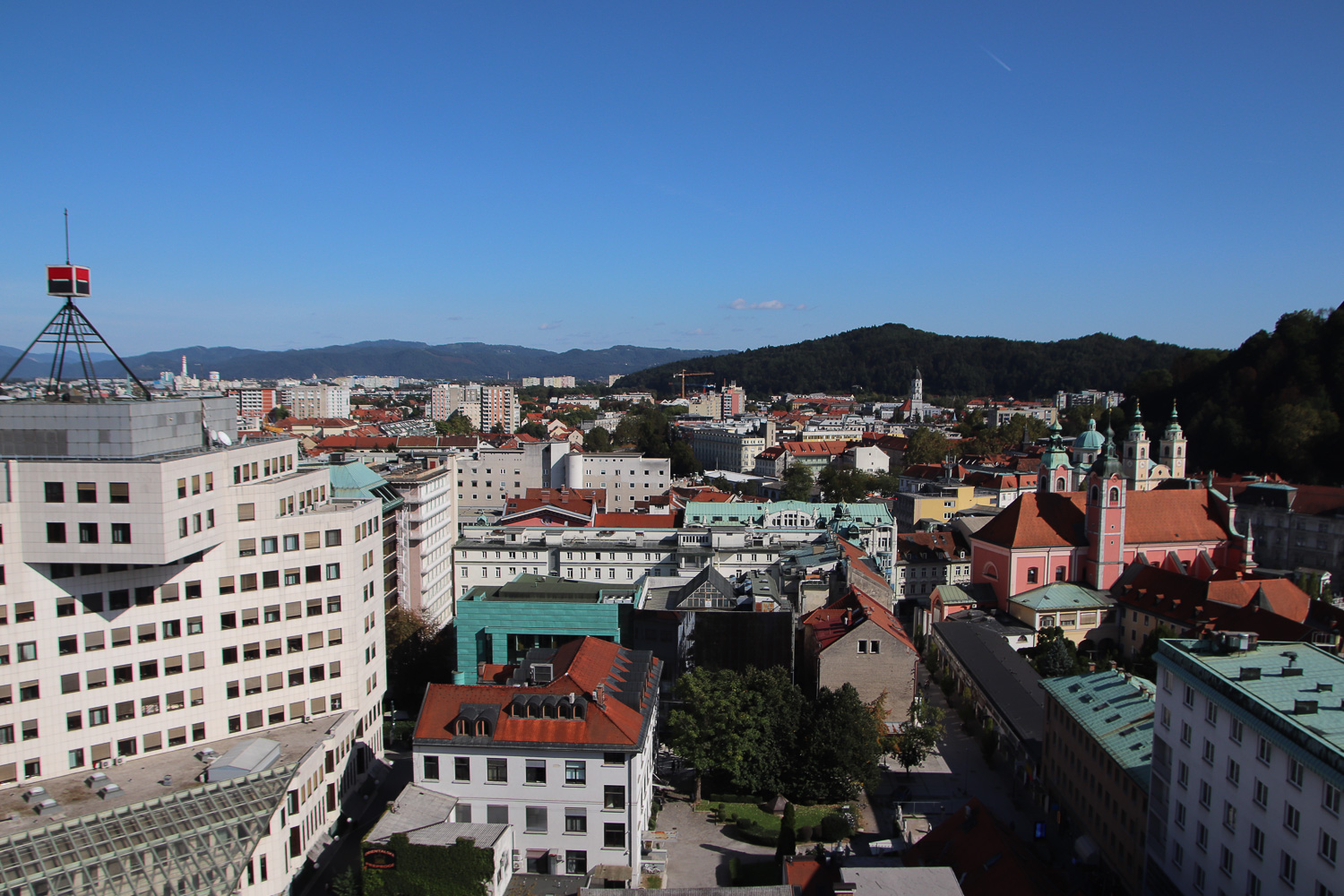 Views from the top of Nebotičnik which is one of the things to do in Ljubljana