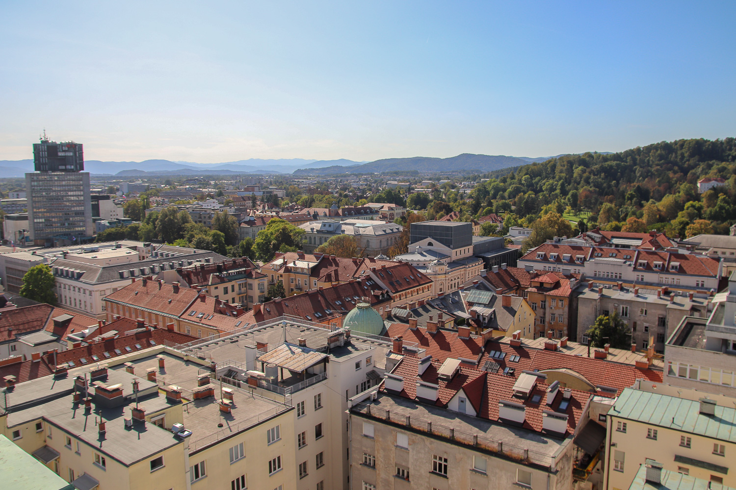Views from the top of Nebotičnik which is one of the things to do in Ljubljana