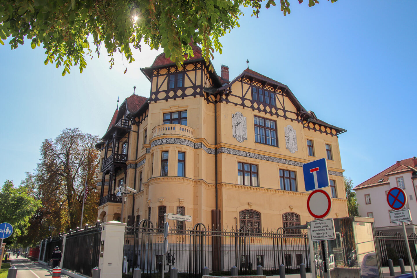 Admiring the architecture of the US Embassy is one of the things to do in Ljubljana
