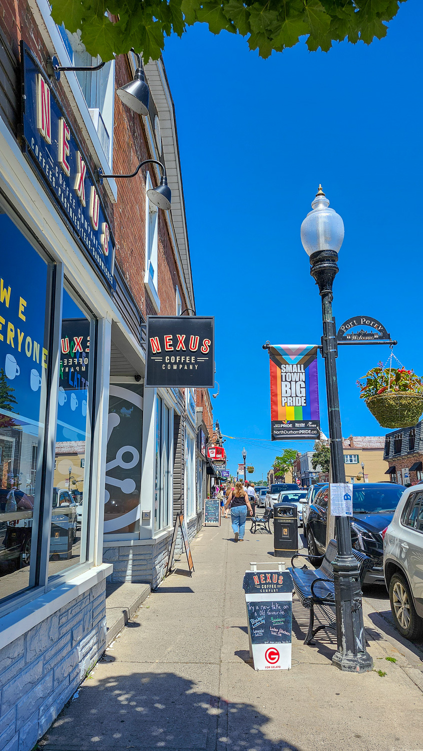 Downtown Port Perry. Port Perry is one of the day trips from Toronto that I recommend.
