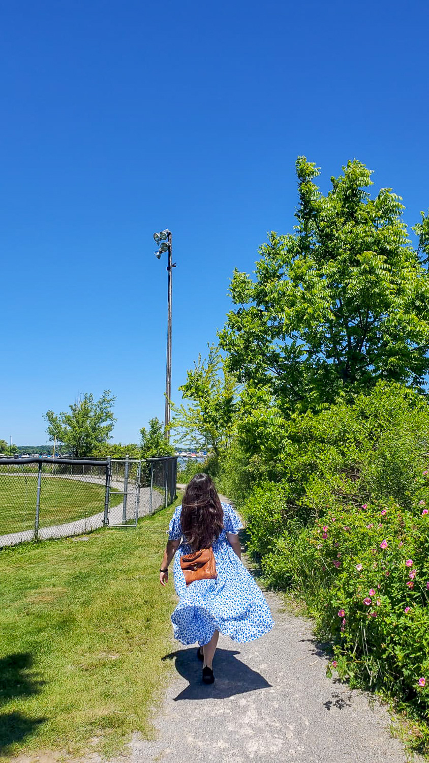 Walking along the water front in Port Perry. Port Perry is one of the day trips from Toronto that I recommend.